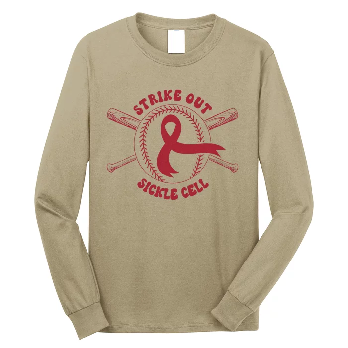 Strike Out Sickle Cell Baseball Sickle Cell Awareness Long Sleeve Shirt