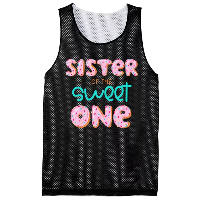 Sister of Sweet One 1st First Birthday Matching Family Donut Mesh Reversible Basketball Jersey Tank