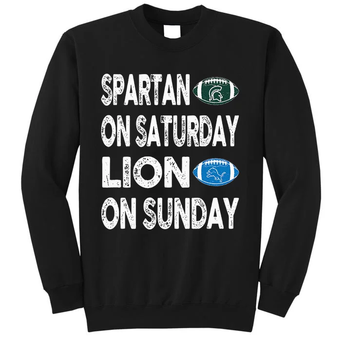 Spartan On Saturday Lion On Sunday Funny Detroit Vintage Fun Sweatshirt