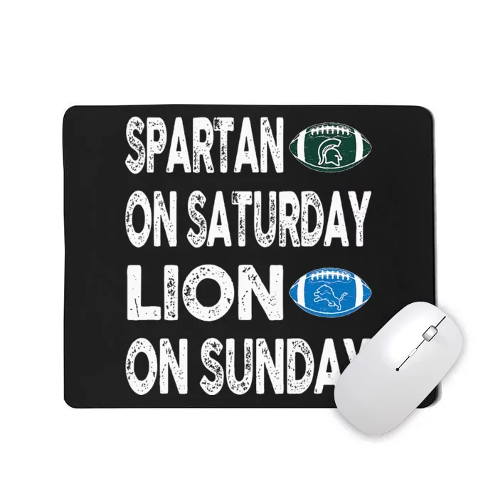 Spartan On Saturday Lion On Sunday Funny Detroit Vintage Fun Mousepad