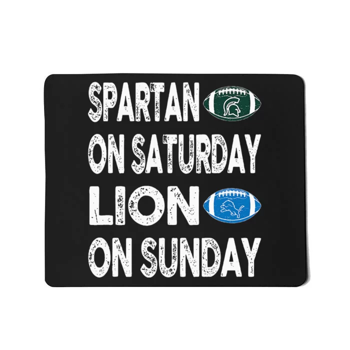 Spartan On Saturday Lion On Sunday Funny Detroit Vintage Fun Mousepad