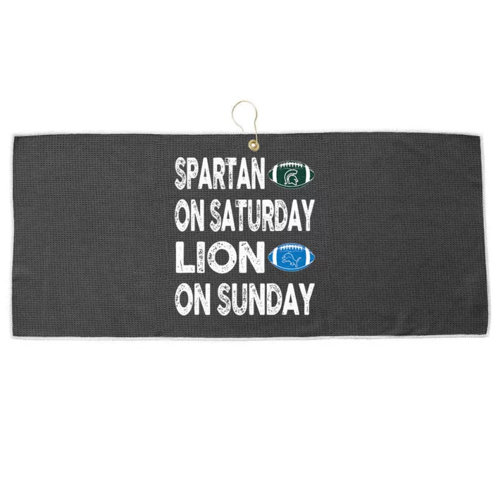 Spartan On Saturday Lion On Sunday Funny Detroit Vintage Fun Large Microfiber Waffle Golf Towel