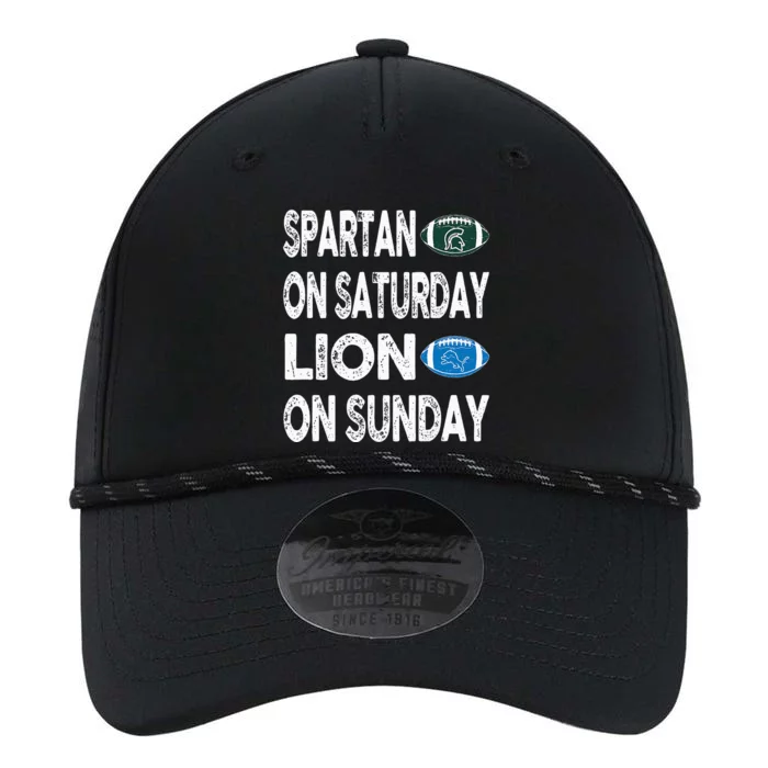 Spartan On Saturday Lion On Sunday Funny Detroit Vintage Fun Performance The Dyno Cap