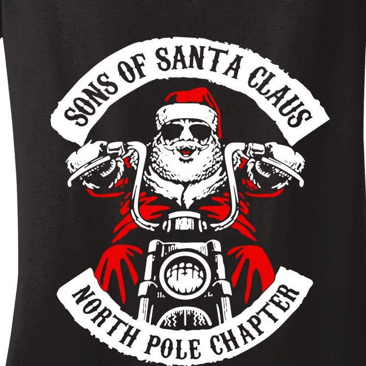 Sons Of Santa Biker Motorcycle Christmas Women's V-Neck T-Shirt