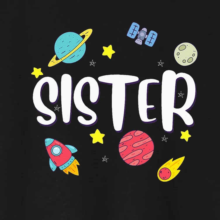 Sister Outer Space Galaxy Birthday Women's Crop Top Tee