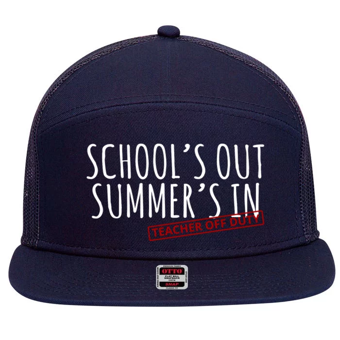 Schools Out Summers In Teacher Off Duty 7 Panel Mesh Trucker Snapback Hat