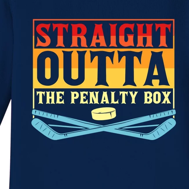 Straight Outta The Penalty Box Funny Hockey Gift Baby Long Sleeve Bodysuit