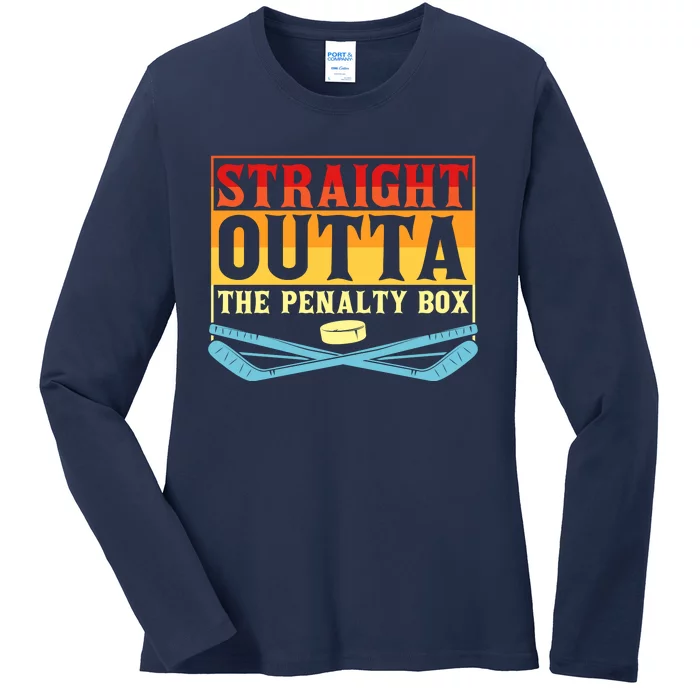 Straight Outta The Penalty Box Funny Hockey Gift Ladies Long Sleeve Shirt