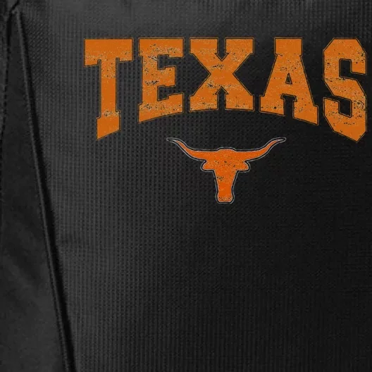 State Of Texas Orange Text City Backpack