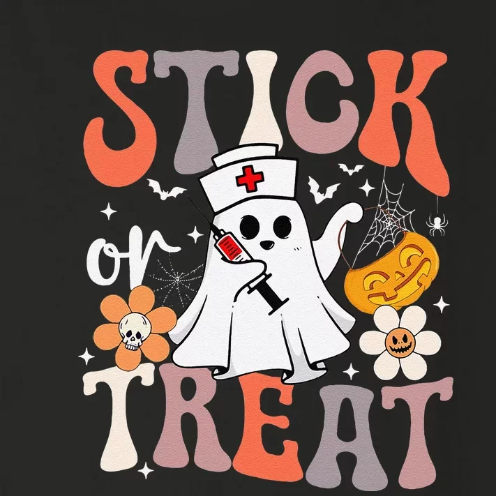 Stick Or Treat Ghost Nurse Halloween Crna Emergency Er Nurse Toddler Long Sleeve Shirt