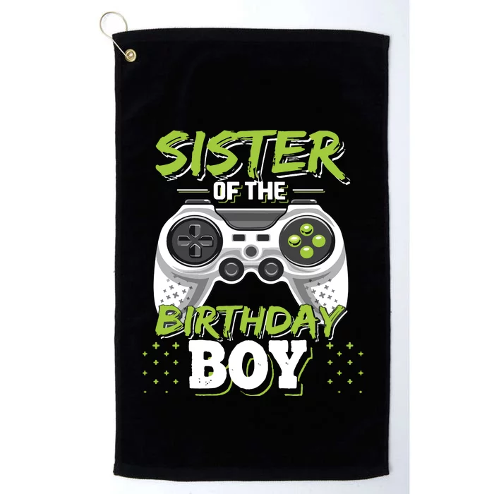 Sister Of The Birthday Boy Matching Video Game Birthday Gift Platinum Collection Golf Towel