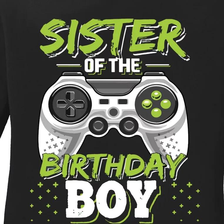 Sister Of The Birthday Boy Matching Video Game Birthday Gift Ladies Long Sleeve Shirt