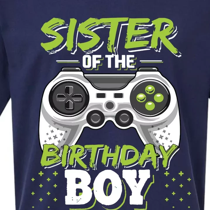 Sister Of The Birthday Boy Matching Video Game Birthday Gift Sueded Cloud Jersey T-Shirt