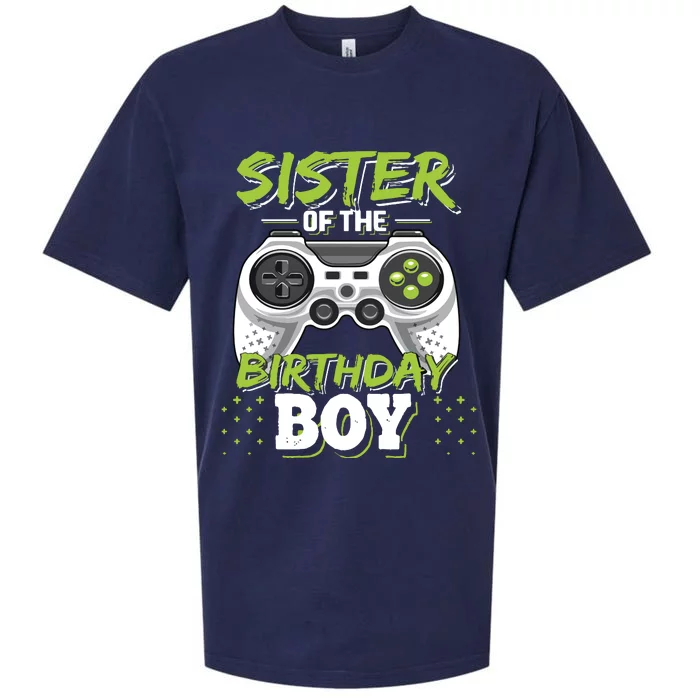 Sister Of The Birthday Boy Matching Video Game Birthday Gift Sueded Cloud Jersey T-Shirt