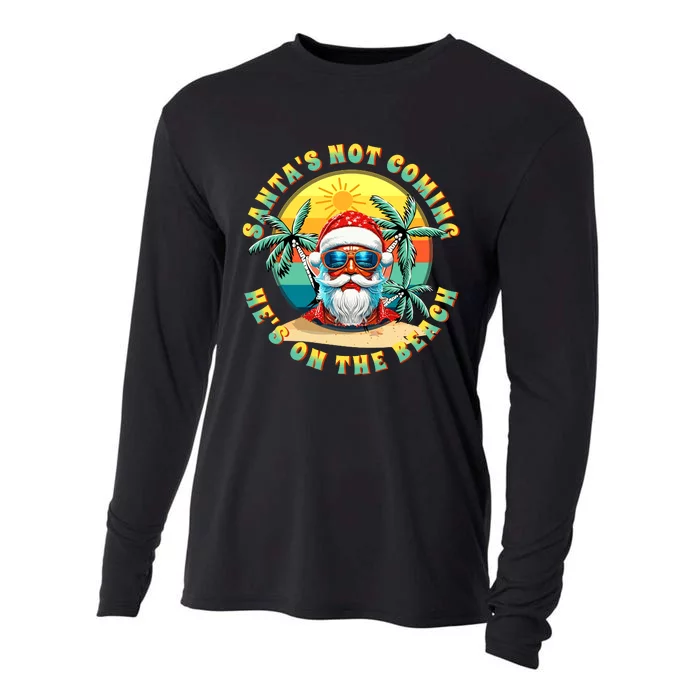 SantaS On The Beach. Funny Surfer Alternative Christmas Cooling Performance Long Sleeve Crew