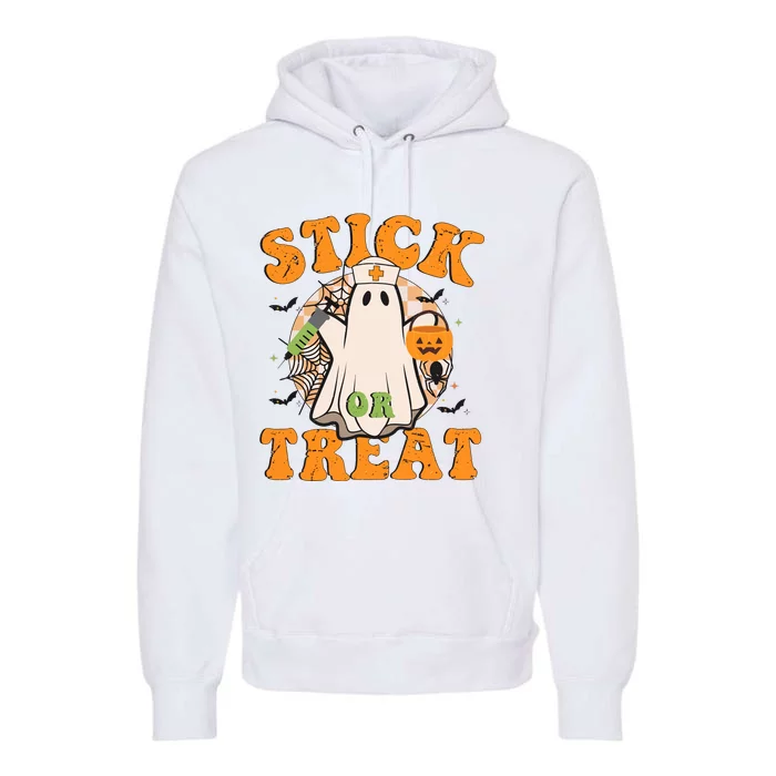 Stick Or Treat Funny Halloween Nurse Premium Hoodie