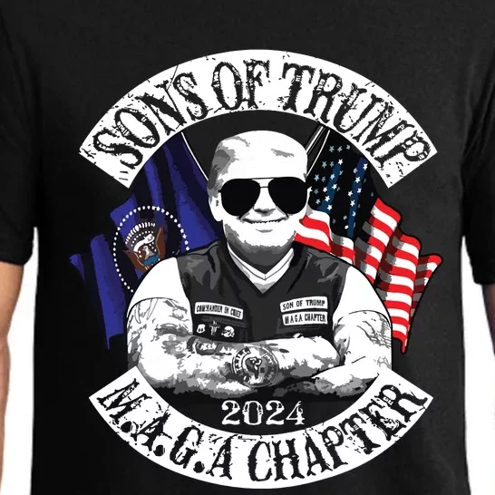 Sons Of Trump Maga Chapter 2024 Biker For Trump Pajama Set