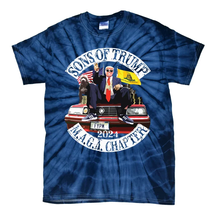 Sons Of Trump Maga Chapter 2024 With Pitbull Car On Back Tie-Dye T-Shirt