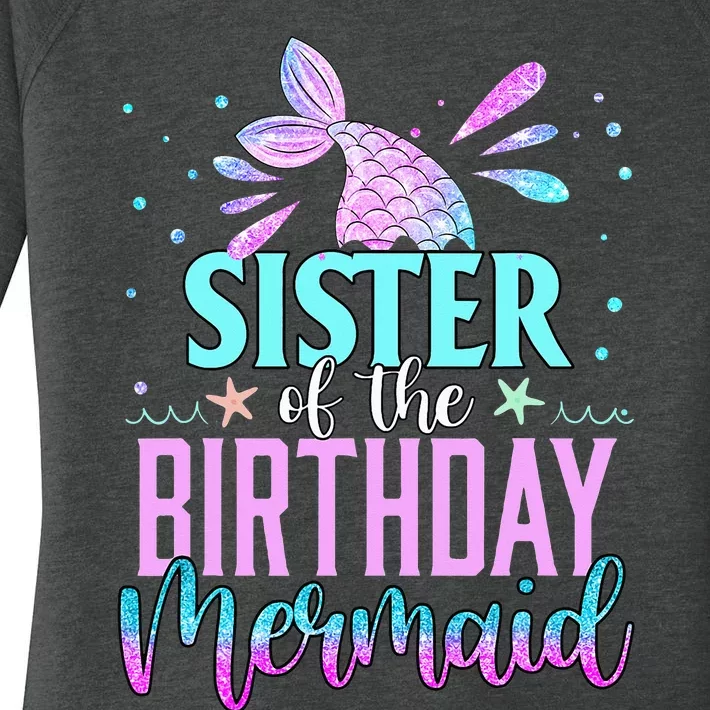 Sister Of The Birthday Mermaid Funny Matching Family Party Women's Perfect Tri Tunic Long Sleeve Shirt