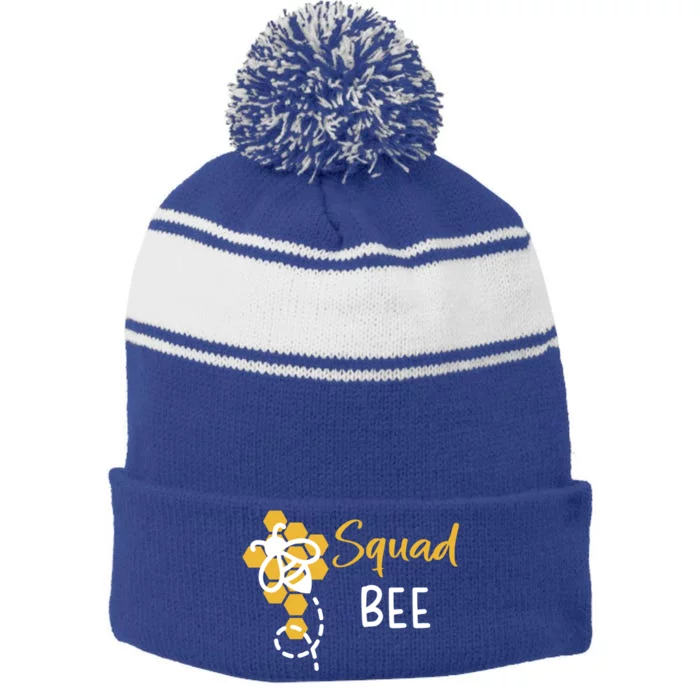 Squad Of The Bee 1st Birthday Outfit First Bee Day Family Gift Stripe Pom Pom Beanie