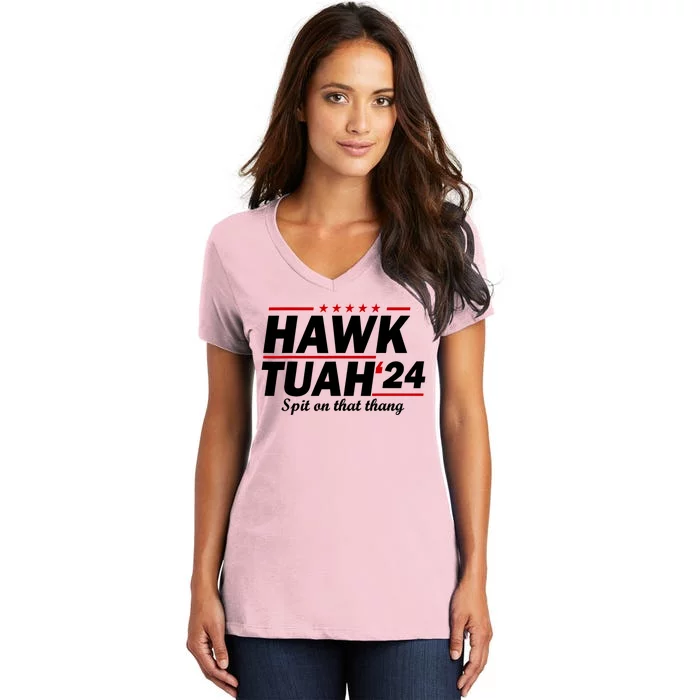 Spit On That Thang Girl Interview Hawk Tuah 24 Women's V-Neck T-Shirt