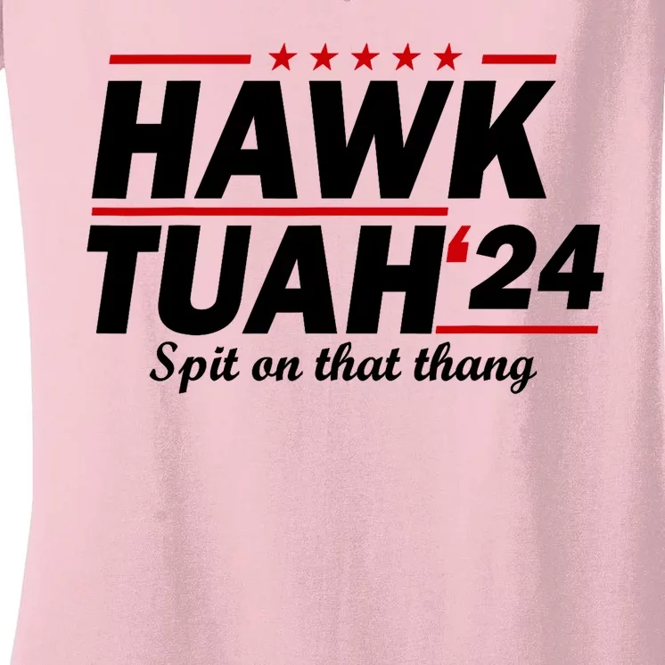 Spit On That Thang Girl Interview Hawk Tuah 24 Women's V-Neck T-Shirt