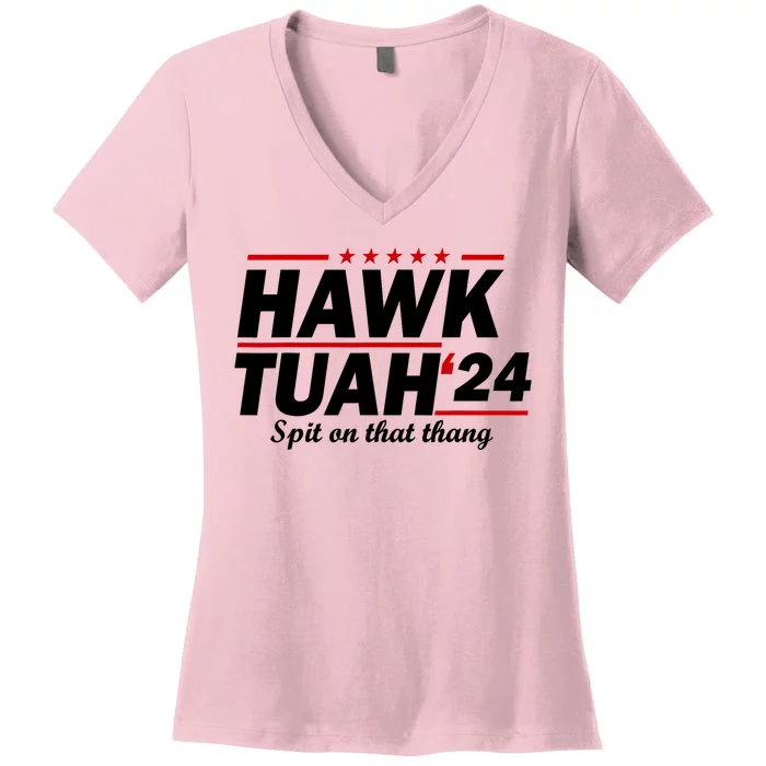 Spit On That Thang Girl Interview Hawk Tuah 24 Women's V-Neck T-Shirt