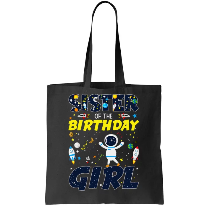 Sister Of The Birthday Space Matching Planets Theme Tote Bag