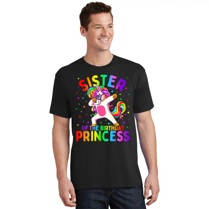 Sister Of The Birthday Princess Girl Dabbing Unicorn T-Shirt