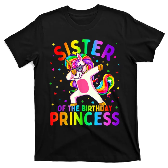 Sister Of The Birthday Princess Girl Dabbing Unicorn T-Shirt