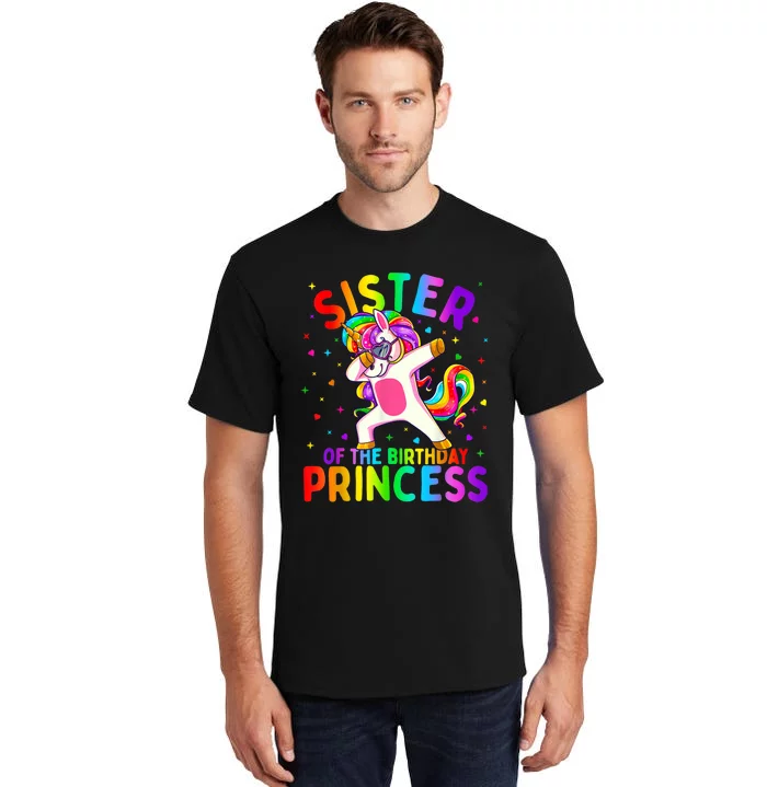 Sister Of The Birthday Princess Girl Dabbing Unicorn Tall T-Shirt