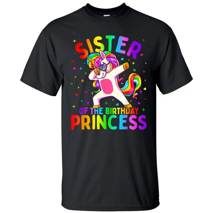 Sister Of The Birthday Princess Girl Dabbing Unicorn Tall T-Shirt