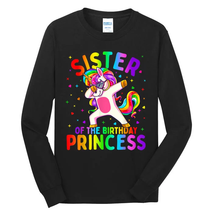 Sister Of The Birthday Princess Girl Dabbing Unicorn Tall Long Sleeve T-Shirt