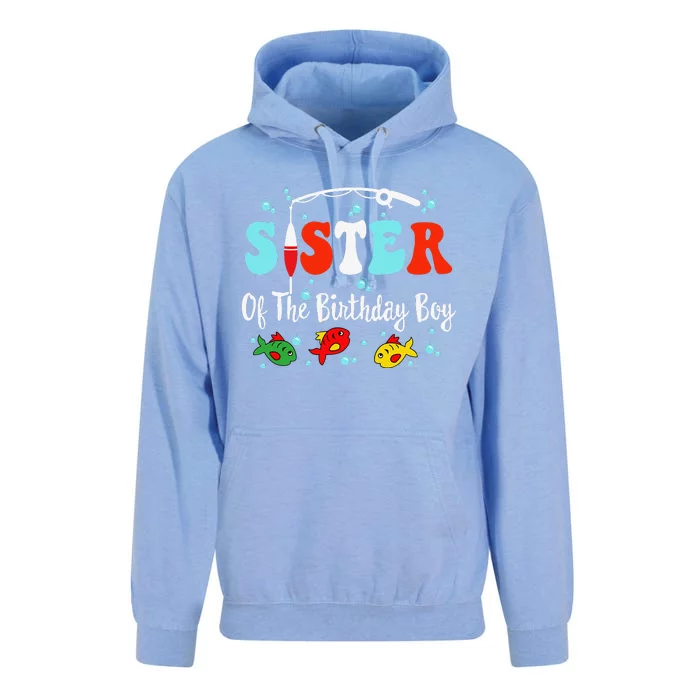 Sister Of The Birthday Fishing Squad Fishing Birthday Unisex Surf Hoodie