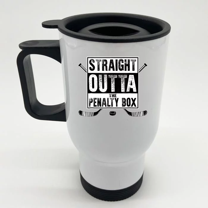 Straight Outta The Penalty Box Hockey Front & Back Stainless Steel Travel Mug