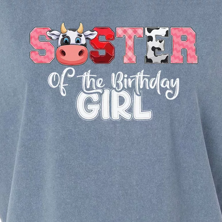 Sister of The Birthday  Cow Family Cow Farm Matching Garment-Dyed Women's Muscle Tee