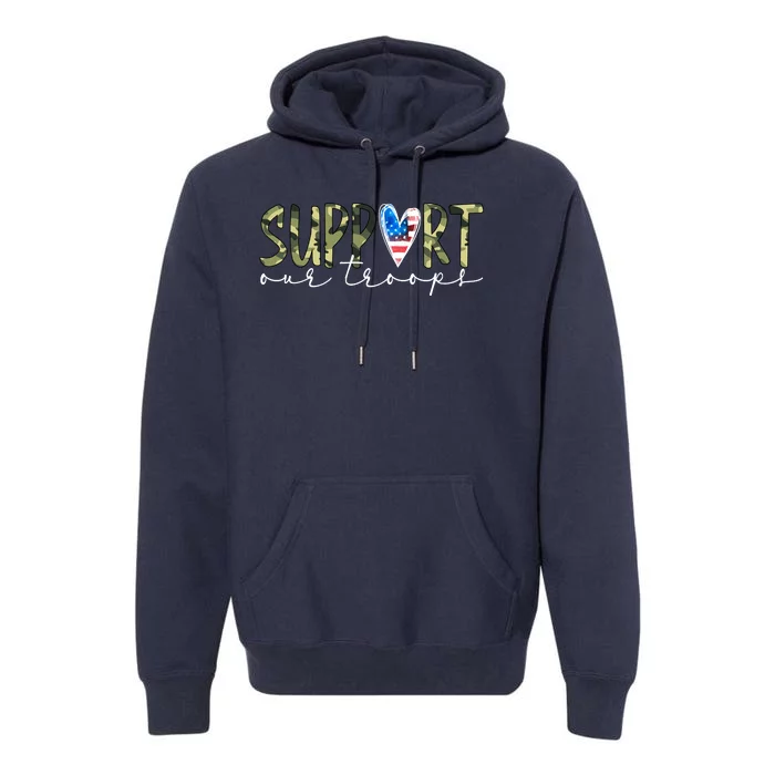 Support Our Trooper Usa Heart Premium Hoodie