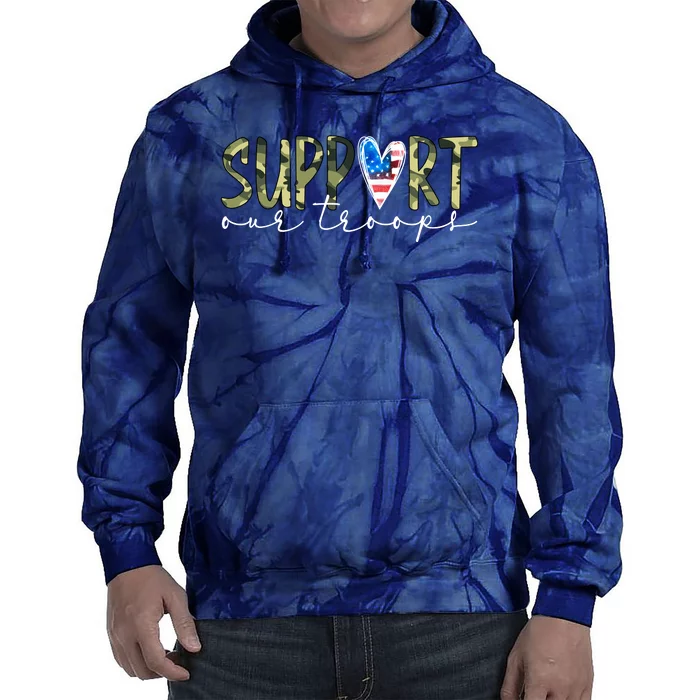 Support Our Trooper Usa Heart Tie Dye Hoodie