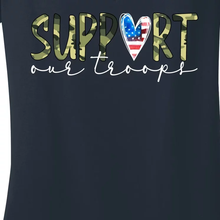 Support Our Trooper Usa Heart Women's V-Neck T-Shirt