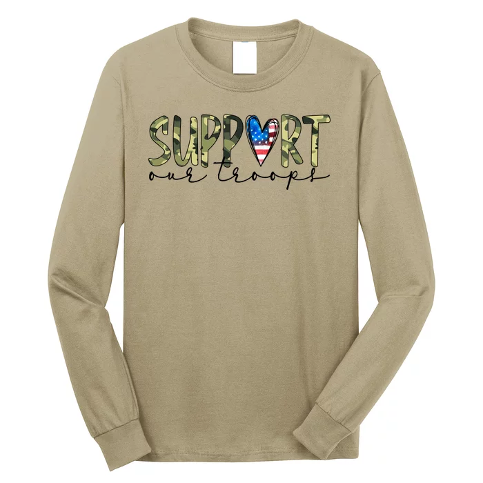 Support Our Trooper Usa Heart Long Sleeve Shirt