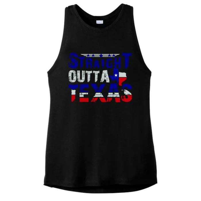 Straight Outta Texas Logo Ladies Tri-Blend Wicking Tank