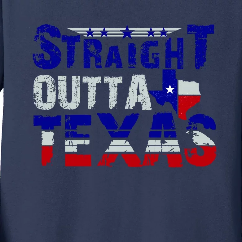 Straight Outta Texas Logo Kids Long Sleeve Shirt