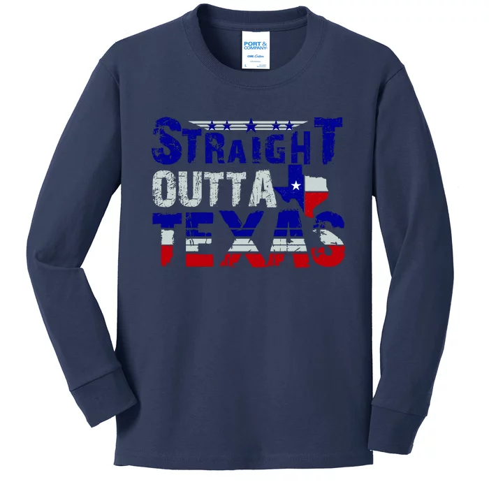 Straight Outta Texas Logo Kids Long Sleeve Shirt