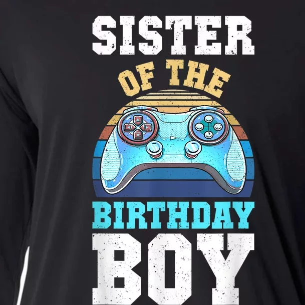 Sister Of The Birthday Boy Matching Video Gamer Birthday Cooling Performance Long Sleeve Crew