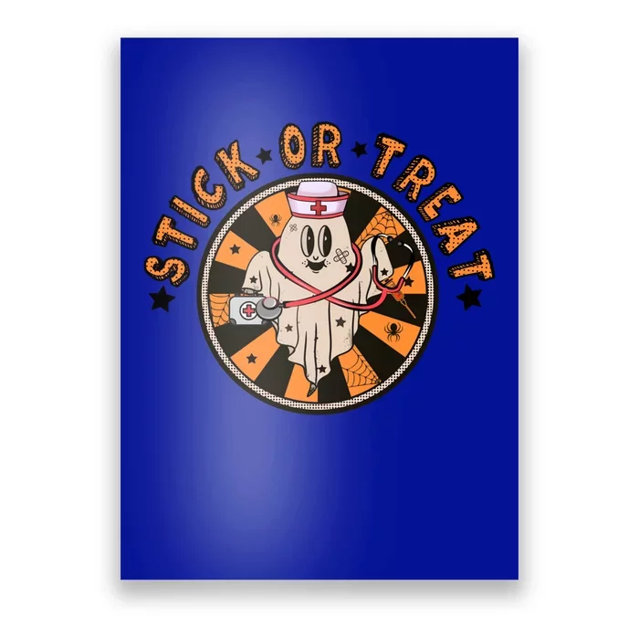 Stick Or Treat Retro Funny Nurse Cool Halloween Groovy Gift Poster