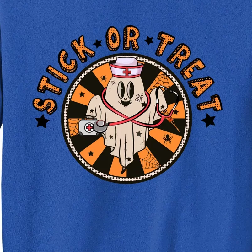 Stick Or Treat Retro Funny Nurse Cool Halloween Groovy Gift Tall Sweatshirt