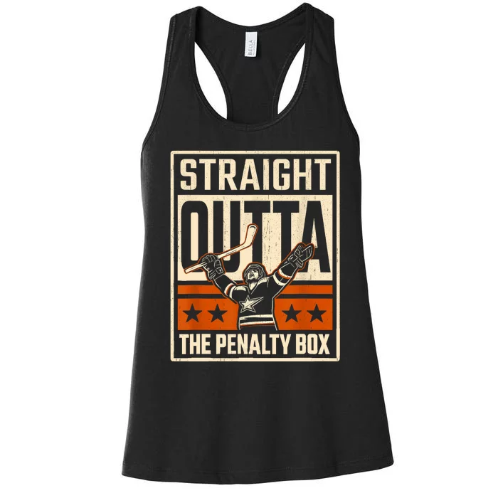 Straight Outta The Penalty Box Funny Hockey Player Fan Lover Women's Racerback Tank