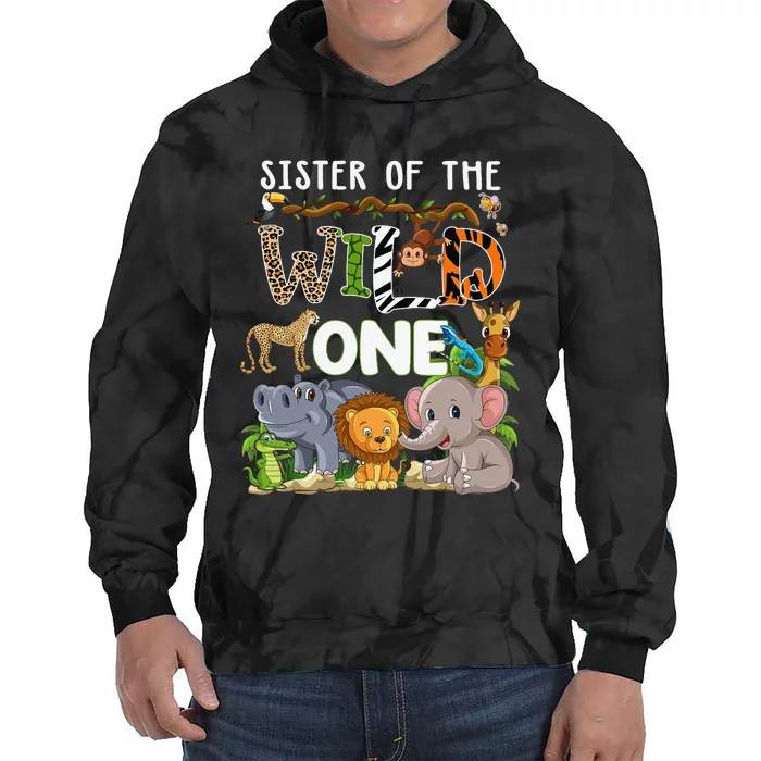 Sister Of The Wild One Zoo Theme Birthday Safari Jungle Tie Dye Hoodie