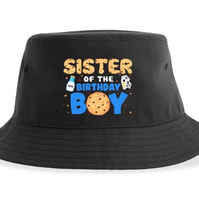 Sister Of The Birthday Boy Milk And Cookies 1st Birthday Sustainable Bucket Hat