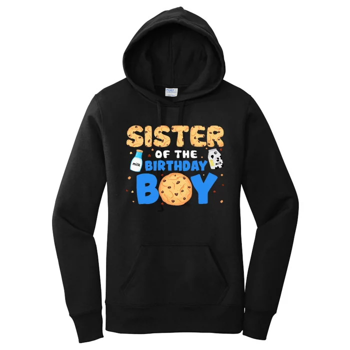 Sister Of The Birthday Boy Milk And Cookies 1st Birthday Women's Pullover Hoodie